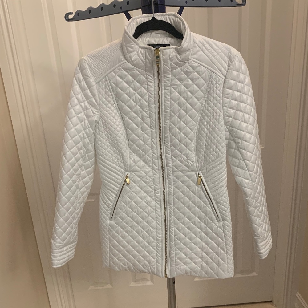 Via Spiga White Diamond Quilted Jacket sz S